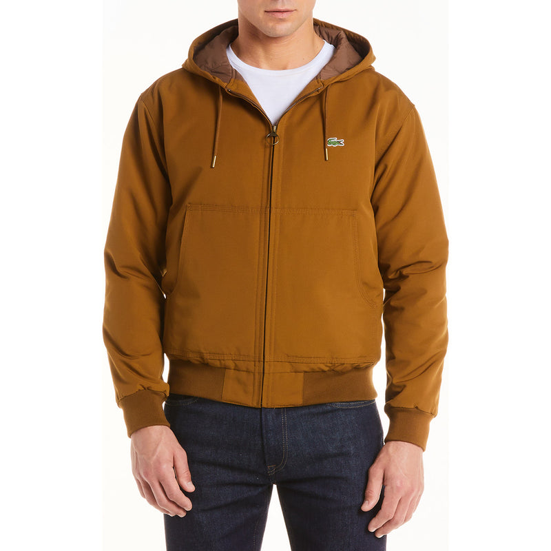 Lacoste Men's Short Hooded Zippered Cotton Twill Jacket | Sportique