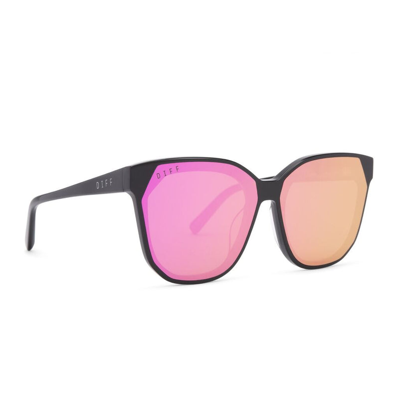 Diff Eyewear Gia Sunglasses | Black + Pink Mirror Lens