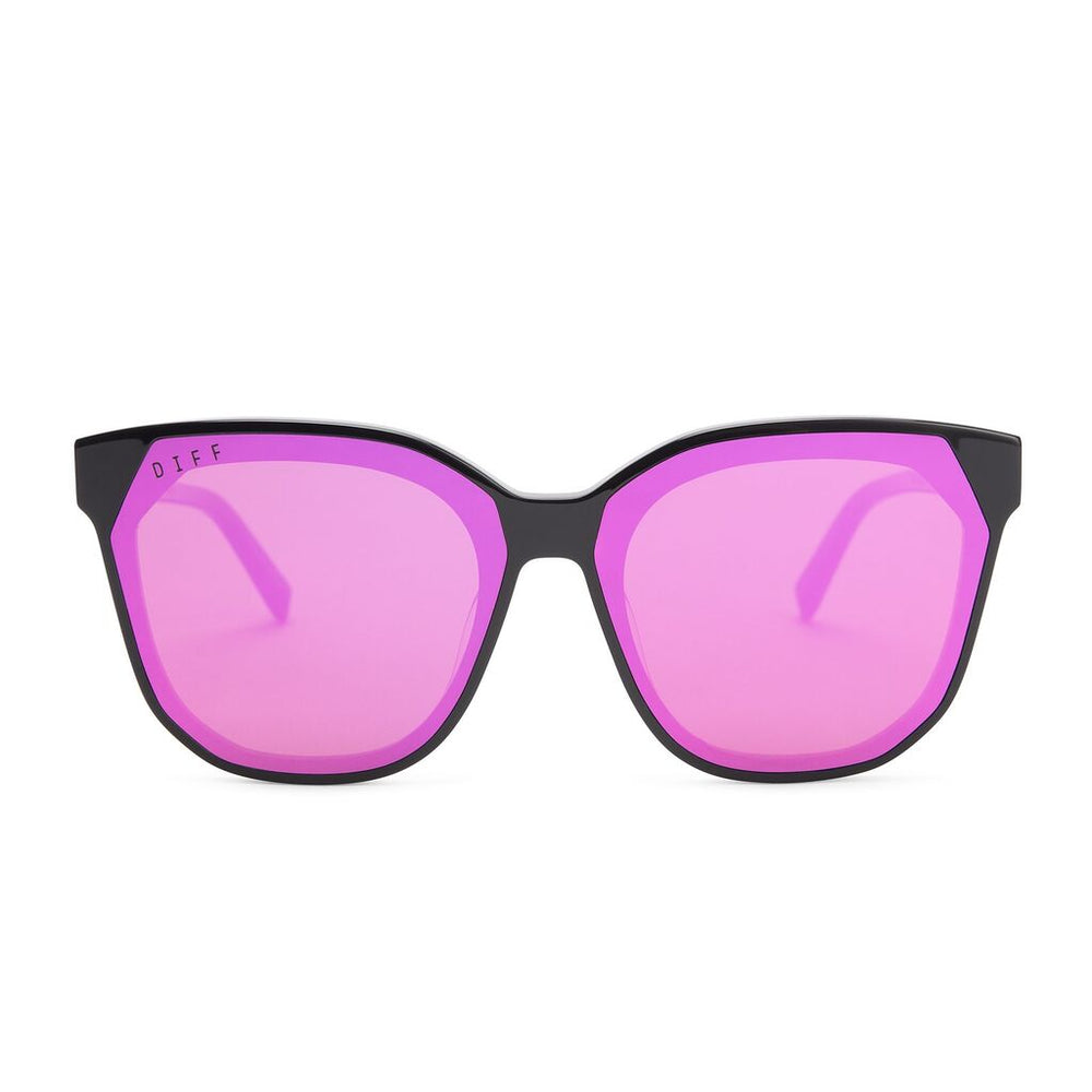 Diff Eyewear Gia Sunglasses | Black + Pink Mirror Lens 