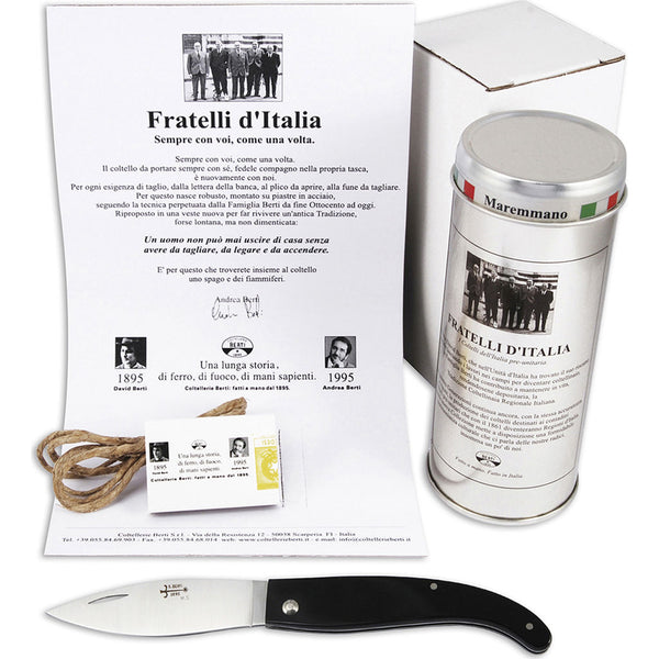 Coltellerie Berti Maremmano A Foglia Fratelli Pocket Knife | Black Lucite Handle