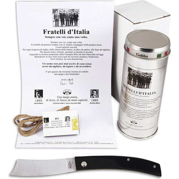 Coltellerie Berti Rasolino Fratelli D'Italia Pocket Knife | Black Lucite Handle