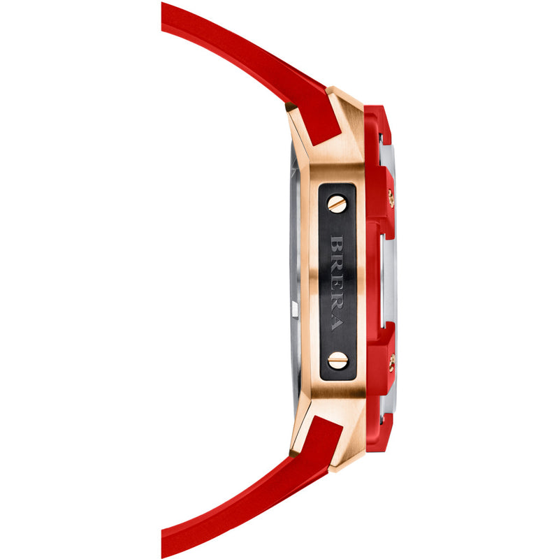 Brera Milano Supersportivo Evo Chronograph Watch | Brushed Rose Gold/Red IP
