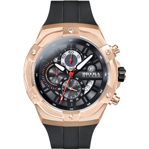 Brera Milano Supersportivo Evo Chronograph Watch | Brushed Rose Gold IP