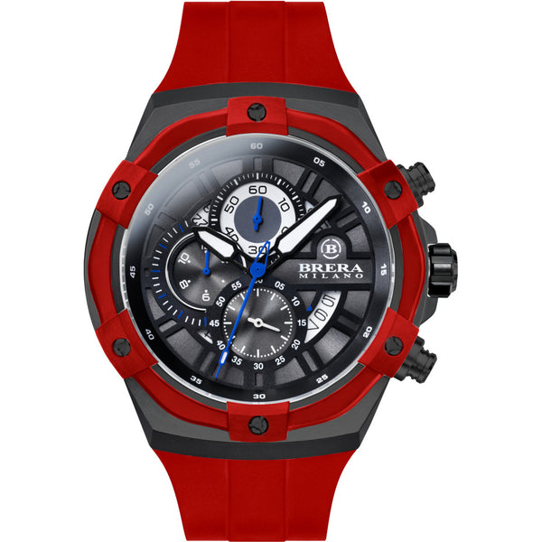 Brera Milano Supersportivo Evo Chronograph Watch | Black/Red IP