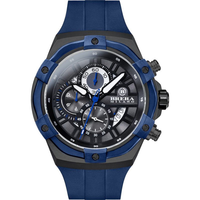 Brera Milano Supersportivo Evo Chronograph Watch | Black/Navy Blue IP