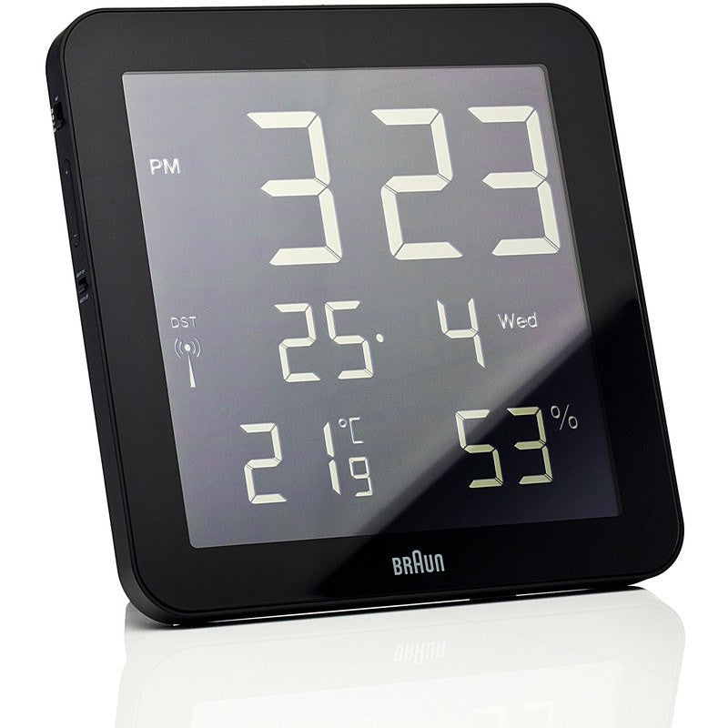 Braun Temperature/Humidity Wall Clock | Black BNC014-RC-BK