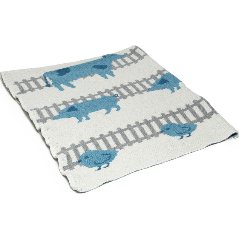 in2green Baby Farm Animals Eco Throw | Aqua BB02FA2