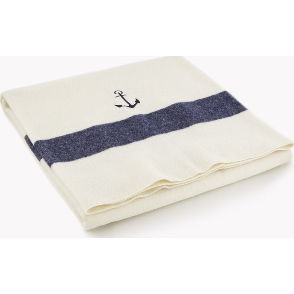 Faribault Baby Anchor Wool Blanket | Cream/Navy 8878 Baby 45x45