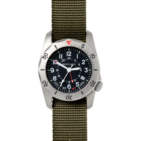 Bertucci A 2TR Vintage GMT Watch | Black Defender Olive 12118