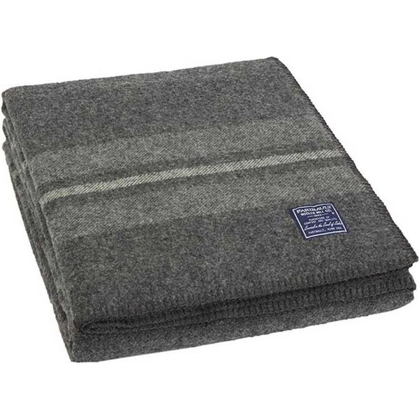 Faribault Cabin Wool Twin Blanket | Charcoal/Heather Gray B3BNCH1182