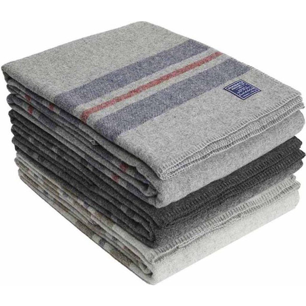 Faribault Cabin Wool Twin Blanket | Smoke/Olive B3BNGY1205