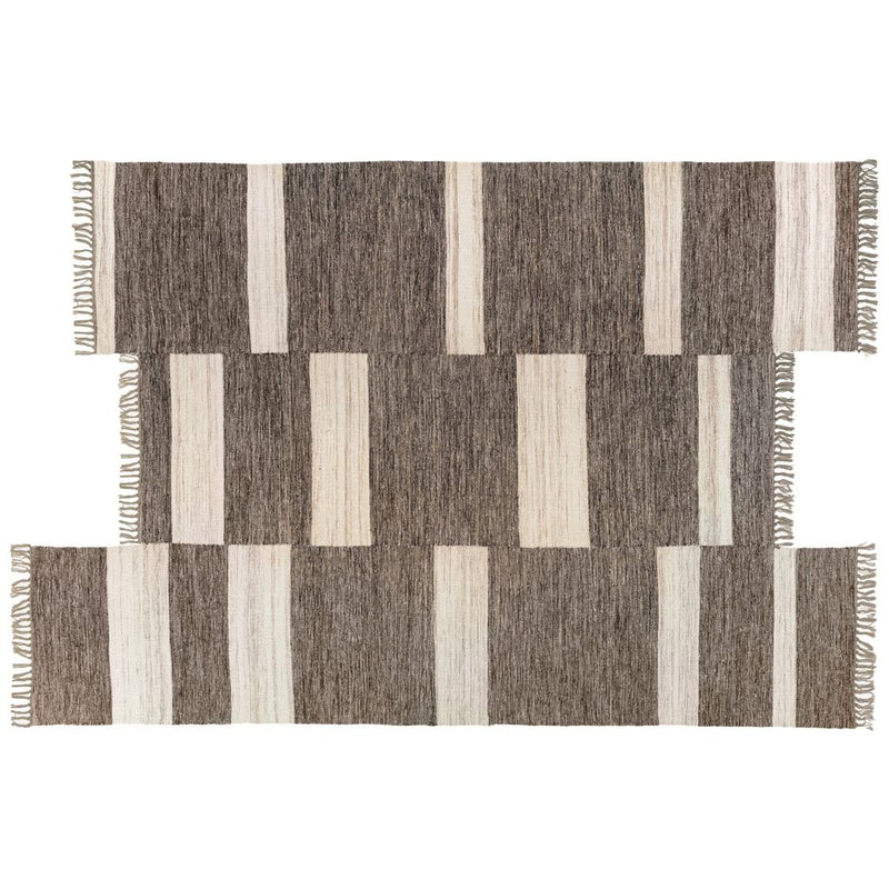 Revival Rugs Block Panel Flatweave Wool Rug | Charcoal