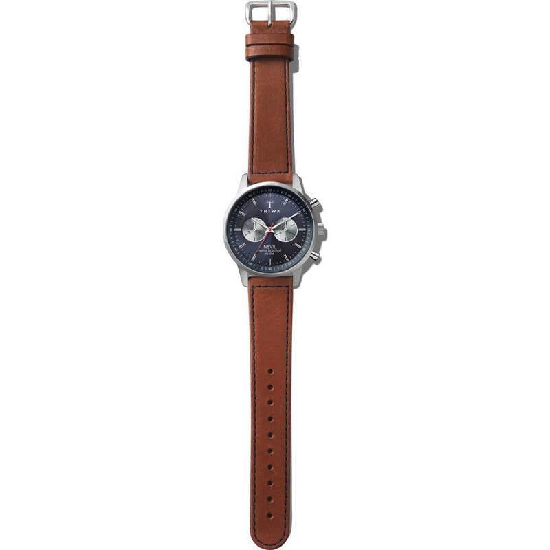 Triwa Blue Steel Nevil 2.0 Watch | Brown Sewn Classic 3 Strap NEST108:2-SC010216