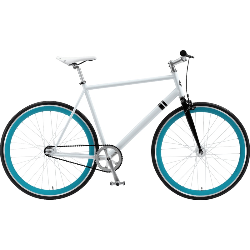 Sole Bicycles Breakwater Fixed Single Speed Bike | White Frame/Seafoam Green Rims Sole 062-49