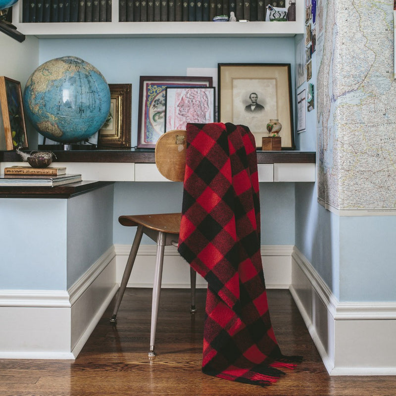 Faribault Buffalo Check Wool Throw | Green/Black 12240 50x60