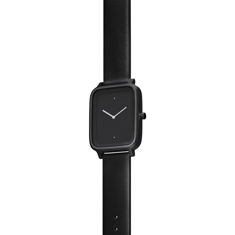 bulbul Oblong 01 Watch | Black Steel on Black Italian Leather OB01