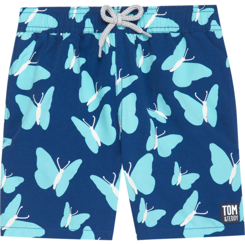 Tom & Teddy Boy's Butterflies Swim Trunk | Turquoise / 11-12