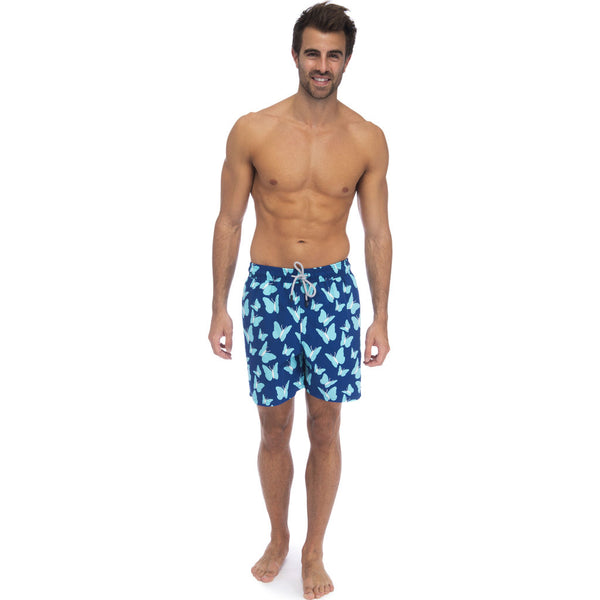 Tom & Teddy Men's Butterflies Swim Trunk | Turquoise / XL