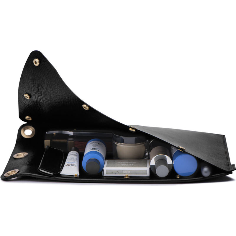 Ezra Arthur Flat Leather Dopp Kit | Jet Black