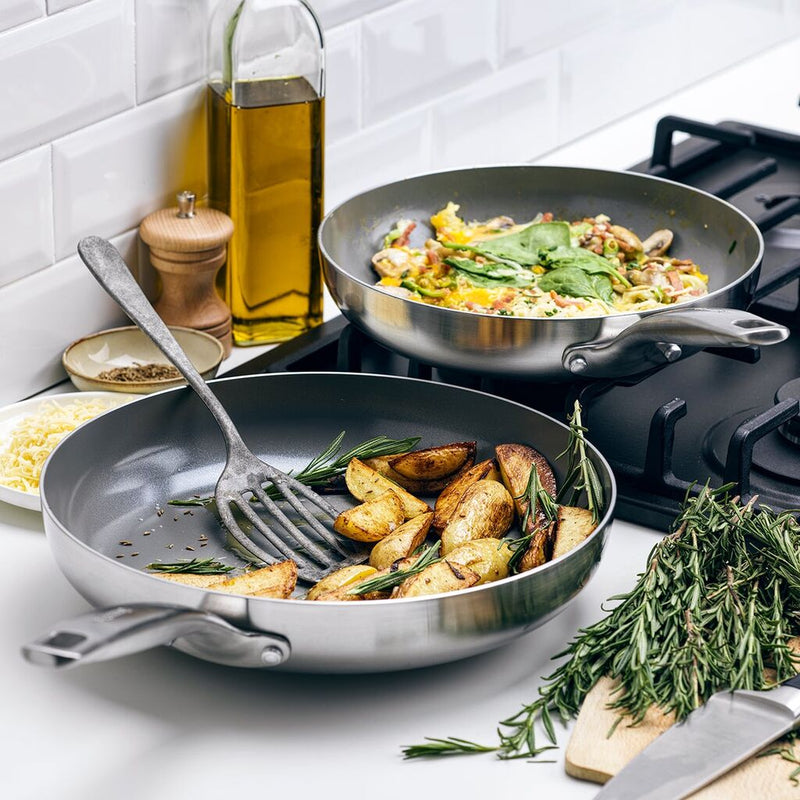 GreenPan Chatham Stainless Steel New Collection 8" and 10" Open Frypan Set