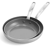 GreenPan Chatham Stainless Steel New Collection 8" and 10" Open Frypan Set