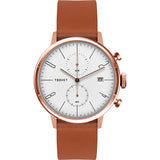 Tsovet JPT-CC38 Rose Gold & White Chronograph Watch | Tan Leather CC551513-45