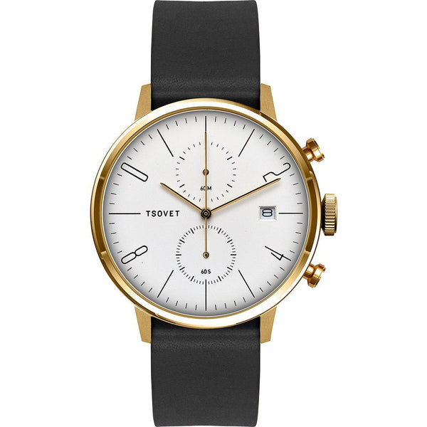 Tsovet JPT-CC38 Matte White Chronograph Watch | Black Leather CC441510-45