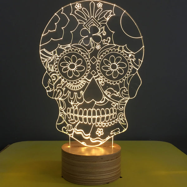 Studio Cheha Floral Skull LED Table Lamp | Birch