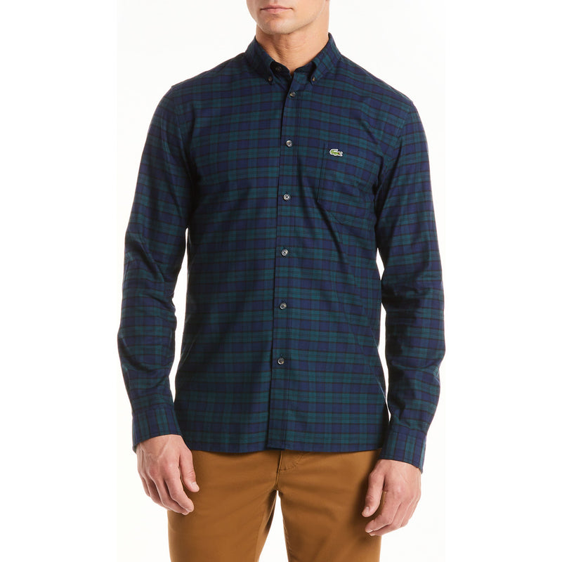 Lacoste Men's Woven Shirt | Sinople/Meridian Blue 