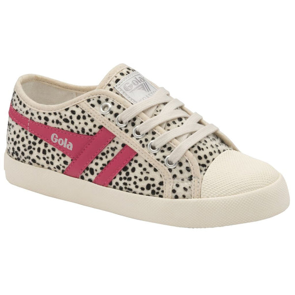 Gola Kid's Coaster Cheetah Sneakers | Off White/Fluro Pink