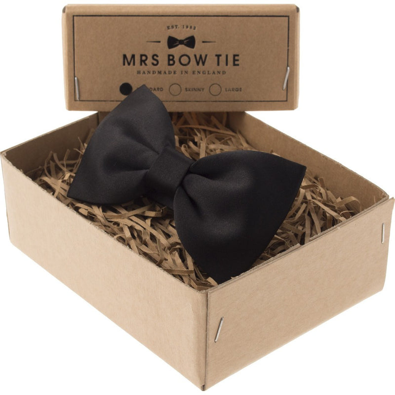 Mrs Bow Tie Satin Ready-Tied Bow Tie | Black CLAS102