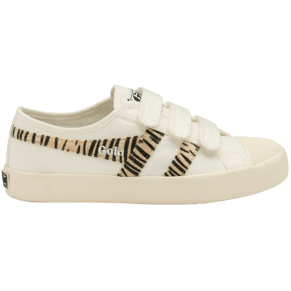 Gola Women's Coaster Safari Velcro Sneakers | Off White/Zebra