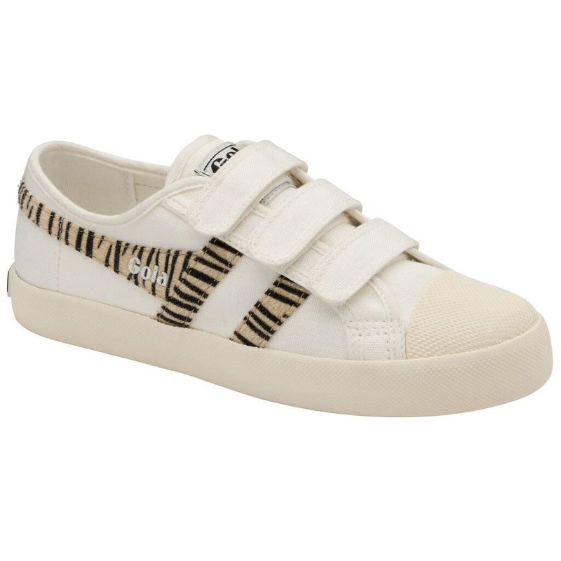 Gola Women's Coaster Safari Velcro Sneakers | Off White/Zebra