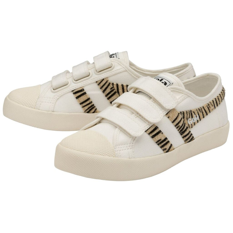 Gola Women's Coaster Safari Velcro Sneakers | Off White/Zebra