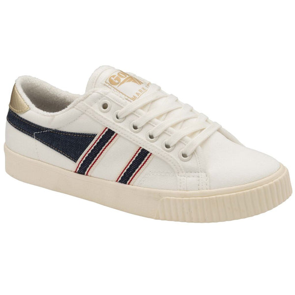 Gola Women's Tennis Mark Cox Selvedge Sneakers | Off White/Indigo