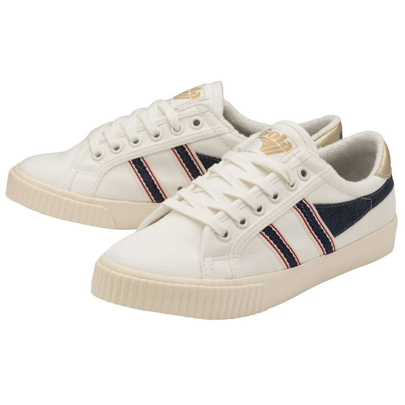 Gola Women's Tennis Mark Cox Selvedge Sneakers | Off White/Indigo