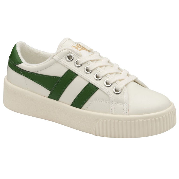 Gola Women's Baseline Mark Cox Leather Sneakers | Off White/Dark Green