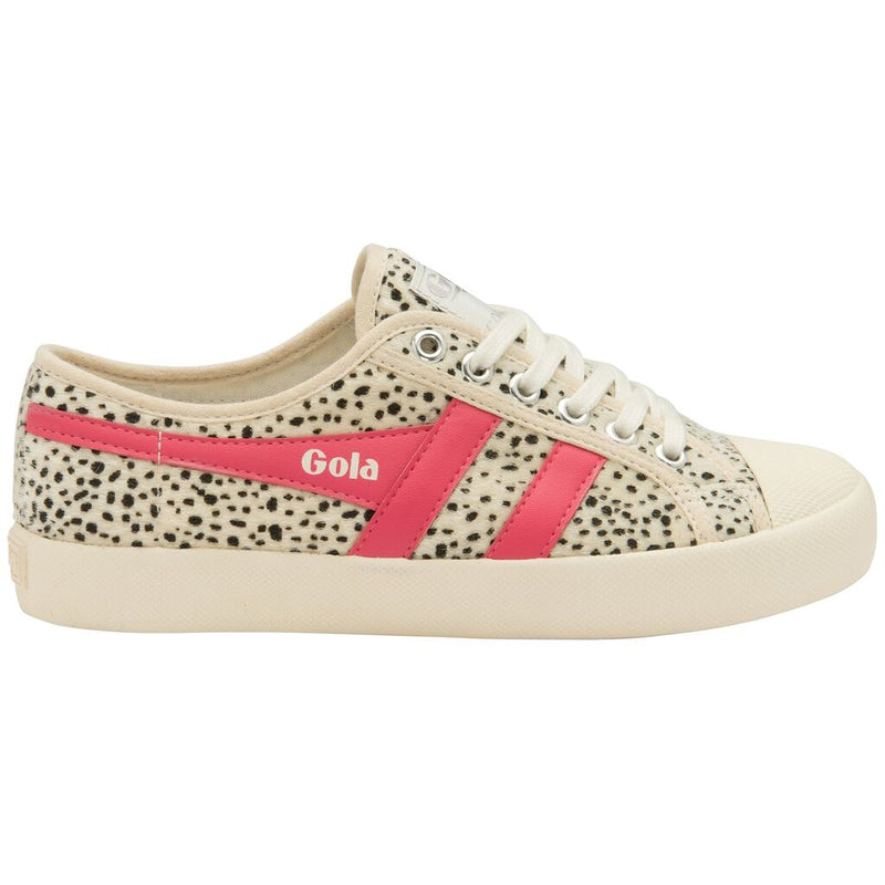 Gola Women's Coasters Cheetah Sneakers | Off White/Fluro Pink