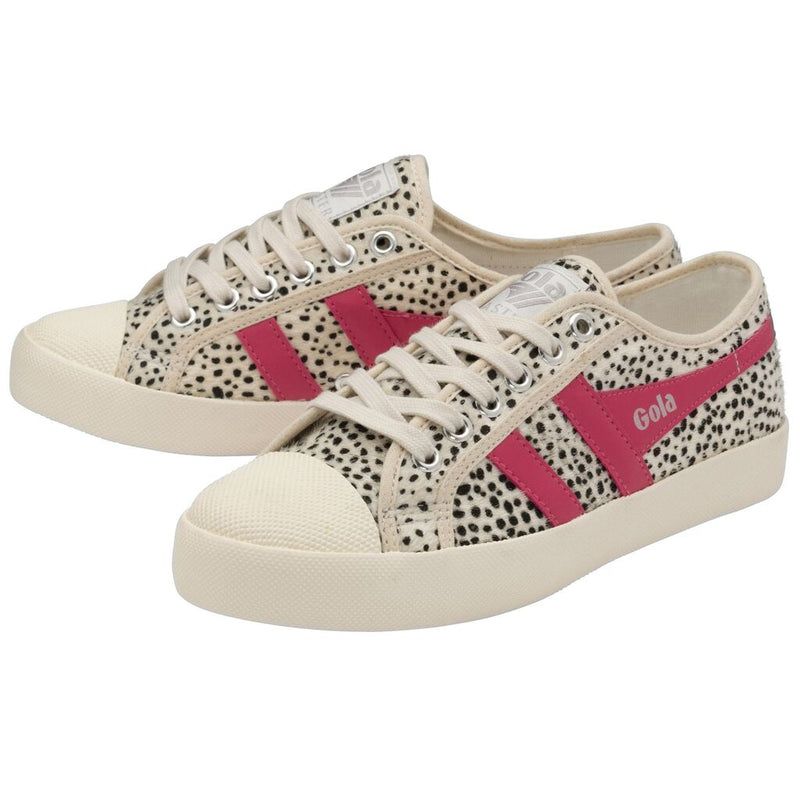 Gola Women's Coasters Cheetah Sneakers | Off White/Fluro Pink