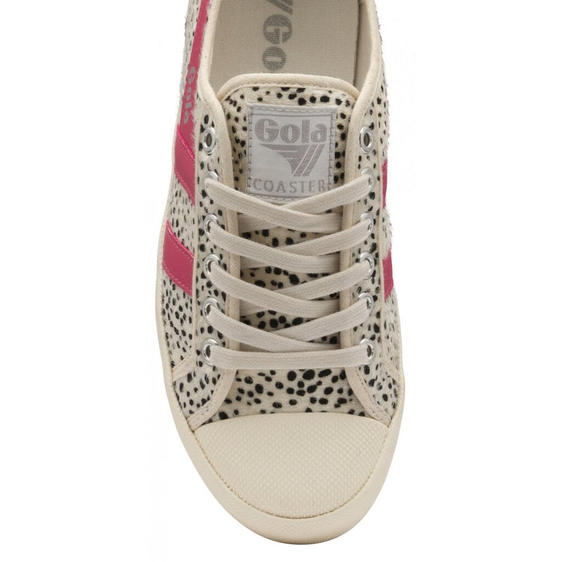 Gola Women's Coasters Cheetah Sneakers | Off White/Fluro Pink
