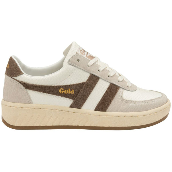 Gola Women's Grandslam Reptile Sneakers | Off White/Taupe Grey