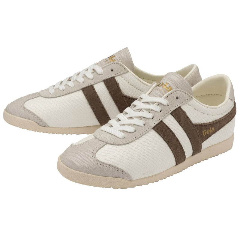 Gola Women's Bullet Reptile Sneakers | Off White/Taupe Grey