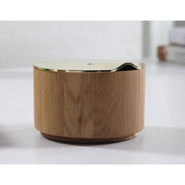 Camino Diego Container w/Lid | Waxed Oak/Brass