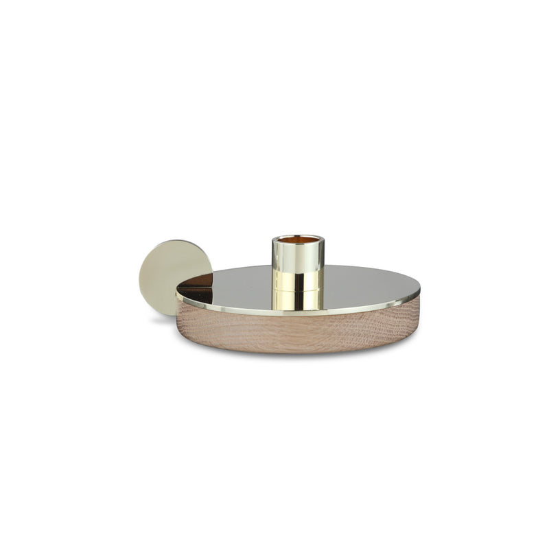 Camino Ines Candlestick Holder | Waxed Oak/Brass- CM12082