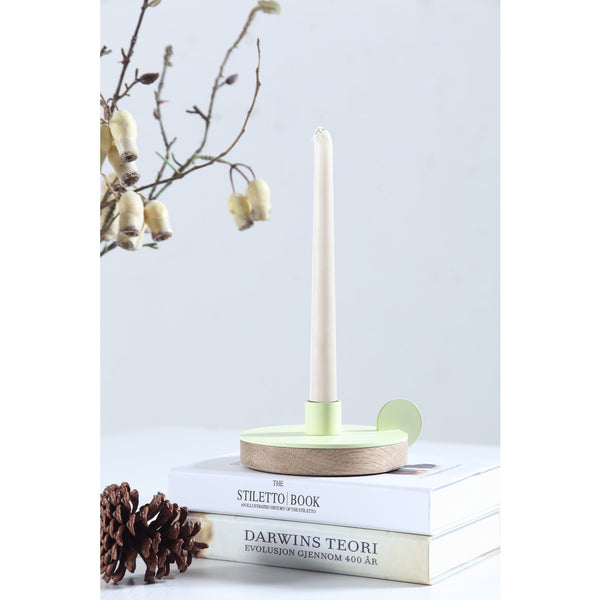 Camino Ines Candlestick Holder | Waxed Oak/Yellow