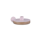 Camino Ines Candlestick Holder | Waxed Oak/Pink- CM12084