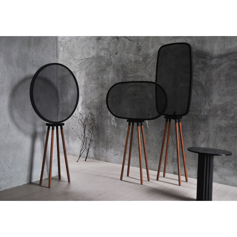 Camino Interlaced Oval Floor Lamp | Black/Walnut