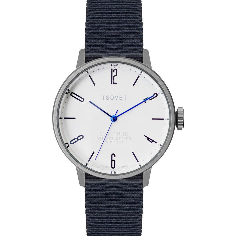 Tsovet SVT-CN38 Silver & White Watch | Navy Nylon CN110198-40