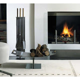 Conmoto Fireside Log Holder by Peter Maly | Stainless Steel & Leather CO-PMLS