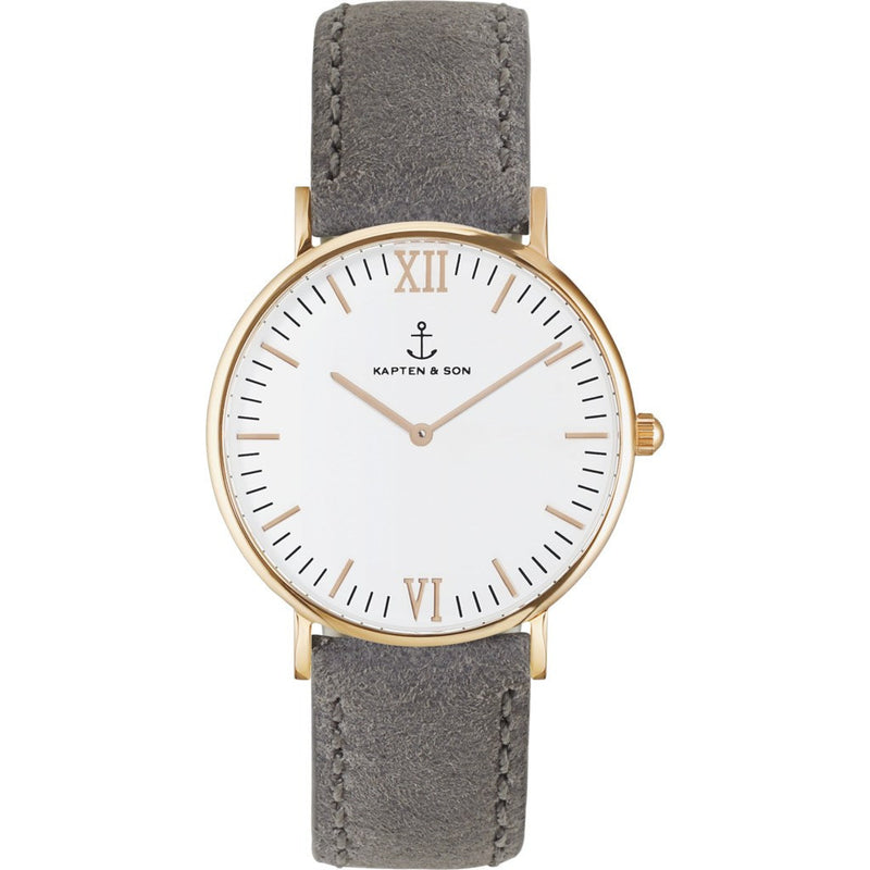 Kapten & Son Campina Grey Vintage Leather Watch | White